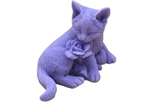 GRAINRAIN Cat Rose Silicone Soap Molds Soap Molds for Soap Making Silicon Molds for Soaps DIY Craft Handmade Soap Candle Plaster Resin Mould (11296)