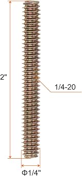 sourcing map 10pk Color Zinc 1/4-20 2" Fully Threaded Rod Carbon Steel view 2