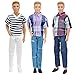 E-TING 3 Sets Casual Wear Plaid Shirt T-shirt Jeans Pants Trousers Doll Clothes for Barbie Fashionistas Ken Doll (#B1)