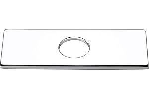 Homary Bathroom Sink Faucet Hole Cover Deck Plate 6-Inch Replacement 3 Holes Rectangular Escutcheon Stainless Steel in Polished Chrome Finish