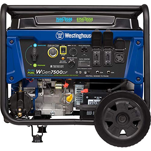 Westinghouse WGen7500DF Dual Fuel Portable Generator - 7500 Rated Watts