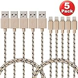 ESK (TM) 5 Pack Certified 8 Pin Lightning to USB Cable (3 Feet/1 Meter)