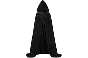 Oumbivil Hooded Cape Reversible Cloak Velvet Satin Halloween Christmas Cosplay Costumes