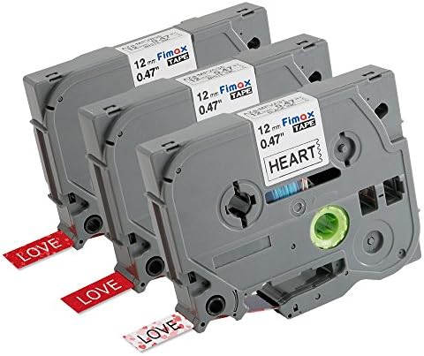 Fimax 3 Pack Love Theme Label Tapes for Brother label maker 0.47 Inches 13.12ft (12mm/4m Each Pack)