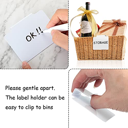 52 Pieces Basket Bin Labels Clip Kitchen Clip Label Holders Removable