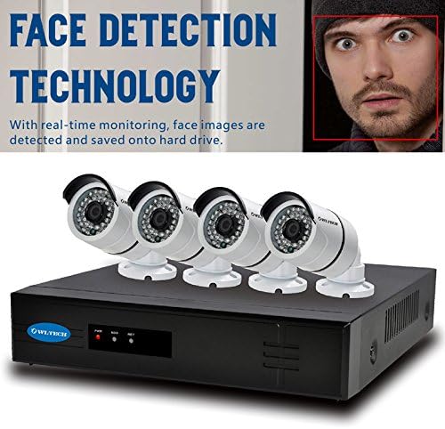 OWLTECH NVR08041T4MP 8 Channel Face Detection 5MP NVR with Preinstall 1 TB Hdd - 4 x 4MP 3.6 mm IP Bullet Camera with Built-in Microphone Plus Cable and Accessories