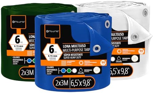 Lona Multiuso Impermeable 2 x 3 m Mix 3 Colores, Pack 3 uds, Ideal para Cubrir y Proteger Muebles y Objetos en Exterior, jardín, Camping y Obras (2x3m, 3 uds)