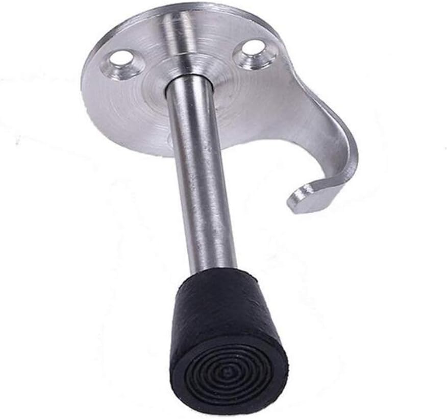 Amazon Com Wall Mounted Stainless Steel Door Stop Silent Door Hook Bathroom Door Stop On Top Of Shock Absorber With Additional Hooks To Protect Door And Wall Damage Office Products
