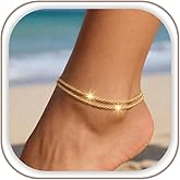 Freekiss Sterling Silver Ankle Bracelets for Women: Dainty Layered Waterproof Anklet for Women Adjustable Womens Anklet Set S