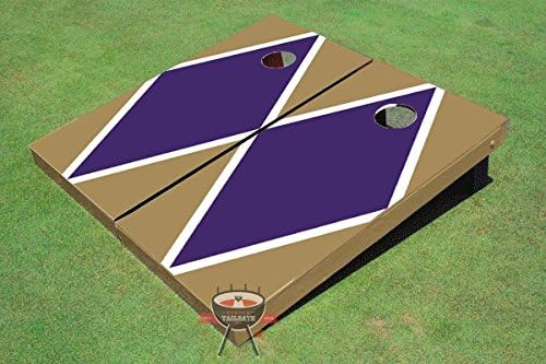 All American Tailgate Purple and Gold Matching Diamond Corn Hole Boards Cornhole Game Set