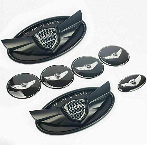 7x Black 3D Wing Logo The Art of Speed Hood Trunk Emblem Badge For Genesis CoupeDirectly fit for 2010-2016 Hyun dai Genesis Coupe