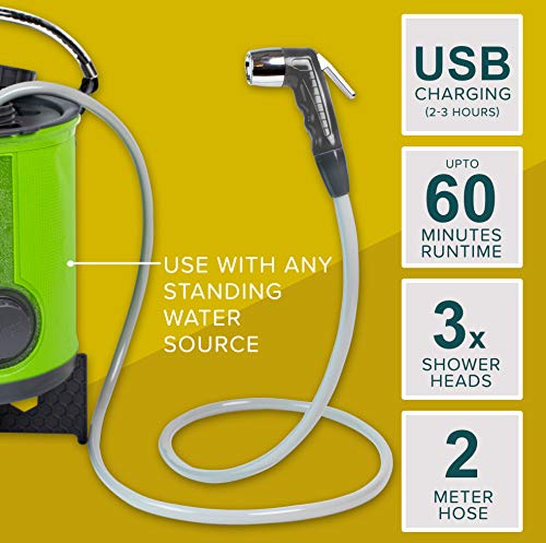 Colapz Oplaadbare campingdouche, draagbare douche voor honden, Jet Wash voor fietsen, 1 douchekop, 1 straalkop, draagtas… - Image 4