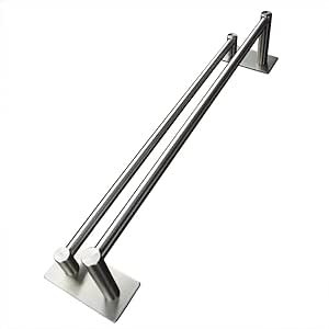 Adhesivo Fuerte Toalleros de Barra Doble 40cm,Acero Inoxidable 304, 3M Adhesivo,Cepillado, Impermeable Completo (Plata)
