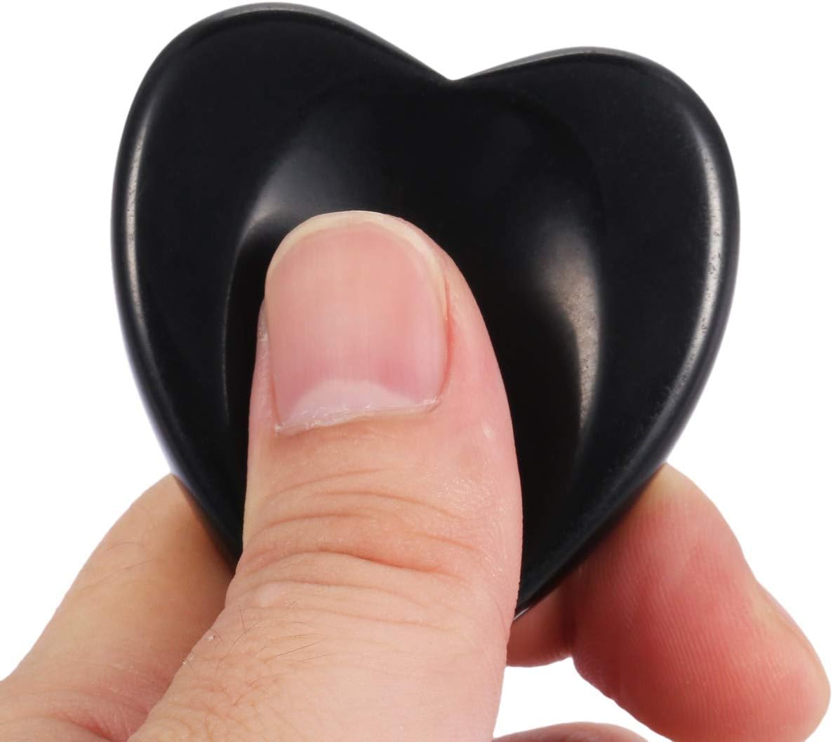 mookaitedecor Pack of 2 Natural Black Obsidian Heart Shaped Crystal Thumb Worry Stones for Anxiety Stress Relief Polished Pocket Stones Palm Quartz Healing Crystal Gifts for Reiki Chakra Balancing - Image 3