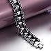 LEADCIN Masculine Mens Bike Chain Bracelet Stainless Steel Link, Silver Black Stone … (1)