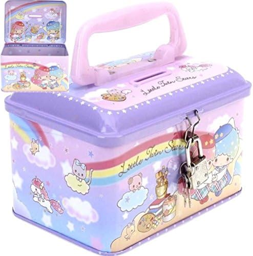 Little Twin Stars Coin Bank Saving Money Metal Box with Lock