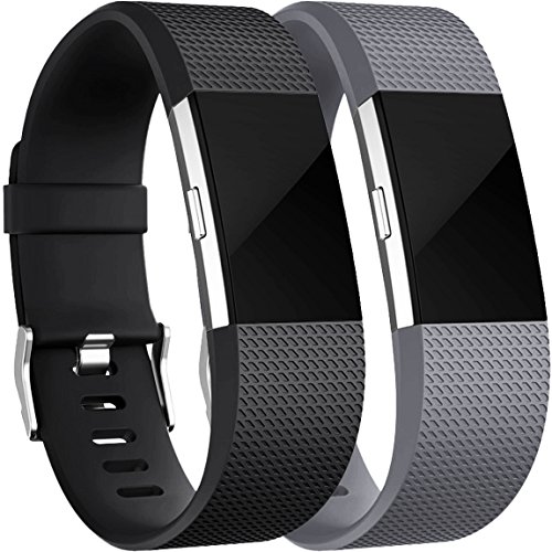 For-Fitbit-Charge-2-Bands2-Pack-Maledan-Replacement-Accessory-Wristbands-for-Fitbit-Charge-2-HR-Black-Gray-Large