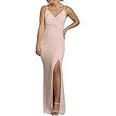 David's Bridal Chiffon Cowl Back V-Neck Sheath Dress