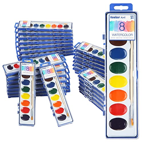 Keebor 8Color Watercolor Paint Set, 36 Pack Water Colors for Kids