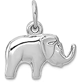 JewelryWeb 13mm 14k White Gold Elephant Charm Pendant Necklace for Women