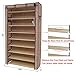 SONGMICS 10 Tiers Shoe Rack with Dustproof Cover Closet Shoe Storage Cabinet Organizer Mocha URXJ36K