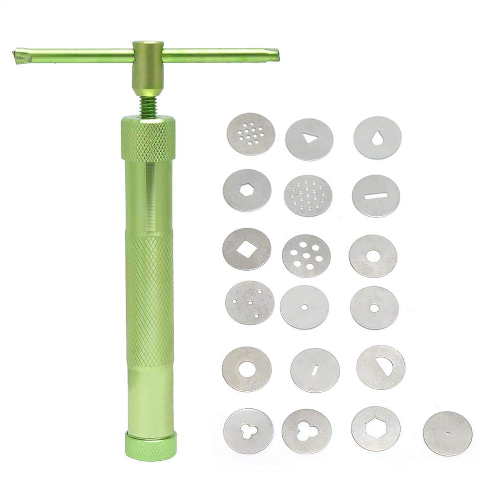 Stainless Steel Green Rotating Squeezer Mud Gun DIY Polymer Clay Baking Fondant Cake Extruder Sculpture Tools (Green)