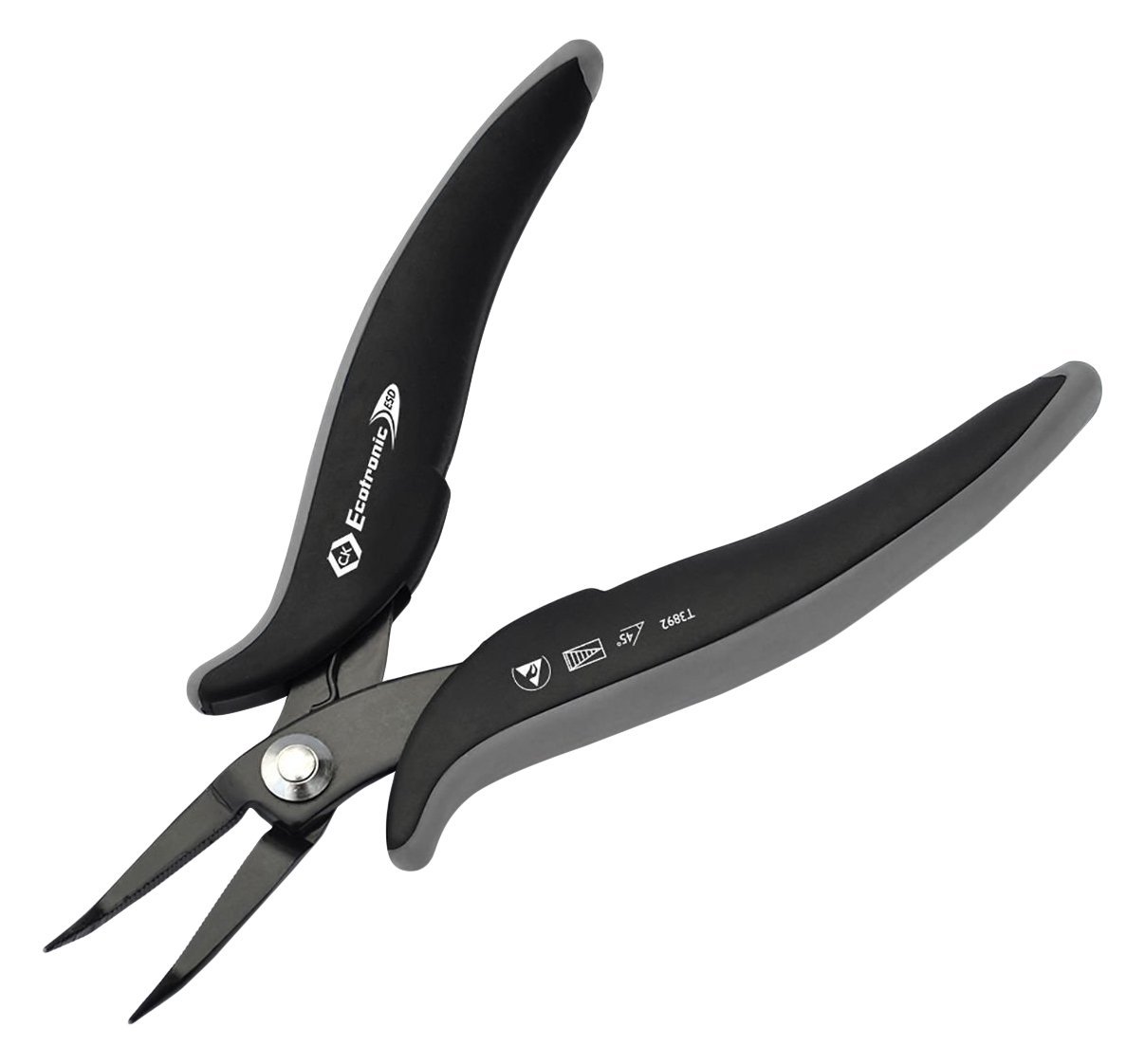 C.K T3892 Ecotronic ESD Bent Snipe Nose Pliers, Black
