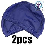 Quality Yes 2PCS Dark Blue Color Superior Cloth Fabric Bathing Cap Swimming Cap
