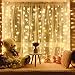 Window Curtain String Lights 300 LED, JIERAY String Lights Curtain, Curtain Lights Warm White for Bedroom Indoor Outdoor Patio Wall Decorations