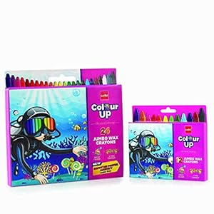 Cello ColourUp Wax Crayon Jumbo – Pack of 2| 24 bright shades in one pack + 12 bright shades in second pack | 2 Times…