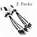 YICHUMY 2 Packs 6ft Retractable Multiple Charging Cable 3 in 1 Usb Cable Retractable USB Cable Multi Charging Cable with Lightning Type-C Micro USB for iPhone7 6 Samsung S6 s7 s8 (6ft,Black)