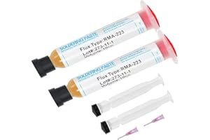 2 Sets No-Clean Soldering Flux Paste for Electronics, 10 ml, Pneumatic Dispenser with Plunger and Dispensing Tip