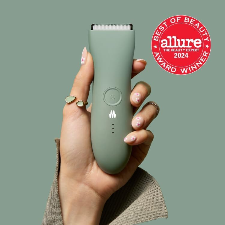 MERIDIAN The Trimmer Original - Body Hair Trimmer for Men, Electric Shaver for Pubic Hair, Chest, Legs & Bikini, Waterproof & Rechargeable, Sage
