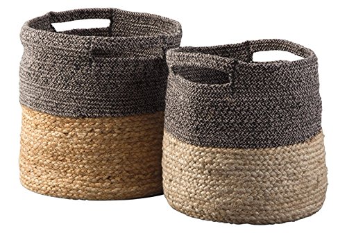 Ashley Furniture Signature Design - Parrish Baskets - Set of 2 - Casual - Cotton/Jute - Natural/Black