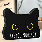 Black Cat Halloween Bathroom Decor Sign, Cute Halloween Black Cat Gifts | Are You Pooping Cat Decor Funny Black Cat Bathroom Decor Halloween Party Decoration Gift for Women Men