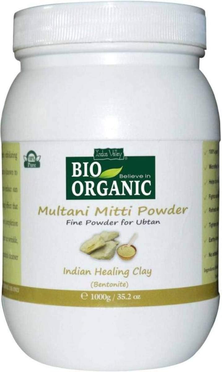 Indus Valley Bio Organic Multani Mitti Clay Powder Fullers Earth Clay For Skincare & Haircare (1000g)