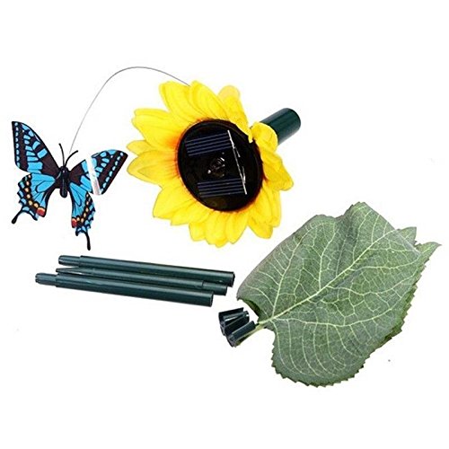 VT BigHome Solar Toy Sunflower With Butterfly Dancing Solar Battery On Garden Plugs Garden Lawn Pot Bed Decoration Ornament Color Random