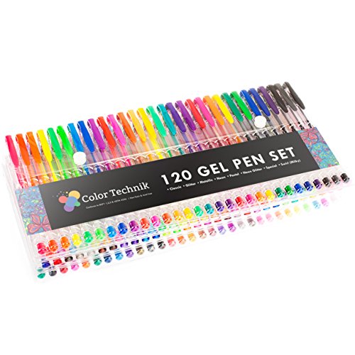 120 Gel Pens by Color Technik INDIVIDUALLY UNIQUE Best Colors On AMAZON
