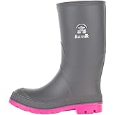 Kamik Kids Stomp Waterproof Rain Boots,Charcoal/Magenta,13