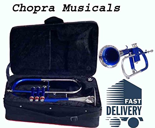 BEST BUY BLUE FLUGEL HORN 3V Bb CHROME PLATED CHOPRA WITH BAG+ M/ P