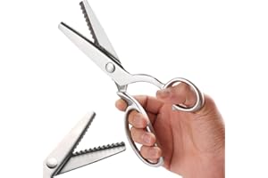 Jasni 100% Full Stainless Steel Heavy Duty Sharpe Decorative Edge Zig Zag Pinking Scissors Professional All-Metal Shears for Fabric, Paper, DIY Crafts, and Sewing Projects