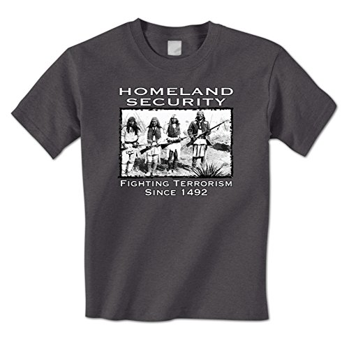Homeland Security - Fighting Terrorism Since 1492 Native American Mens T-Shirt XL Charcoal