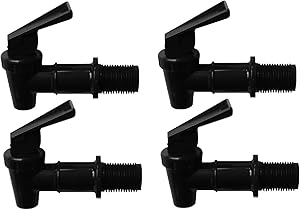 Black Spigot 4-pack, Faucet, Beverage Dispenser, Water Crock, Water Filter Bucket, Water Tap, Made for Gravity Feed with Washers and Nut