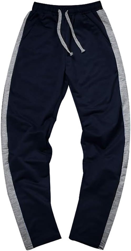 IUTE Men's Solid Stripes Print Sweatpants Retro Casual Running Jogging Fitness Training Comfy Ankle-Length Drawstring Cotton Stretch Pants Trousers with Pockets M-5XL