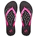 Showaflops Women's Antimicrobial Shower & Water Sandals for Pool, Dorms, & Gym - Black/Pink Long Heart, 9/10