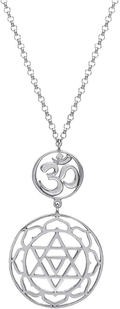 NicofilimonYoga Boho Pendant Necklace with Baglamuckhi Yantra and Om Aum Symbol Handcrafted in 925 Sterling Silver Necklace from Wellbeing Collection by Nicofilimon the Jewelry Designer