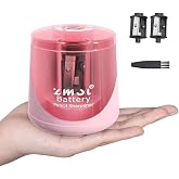 ZMOL Portable Battery Powered Electric Pencil Sharpener, 6-8mm, Pink | Fast Sharpen, Suitable for No.2/Colored (6-8mm), Battery Operated, 3 blades, For Art Studio/Classroom/Office/Home