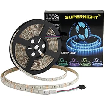 SUPERNIGHT LED Strip Lights, 16.4FT 5M SMD 5050 Waterproof 300LEDs RGB Color Changing Flexible LED Light Strip