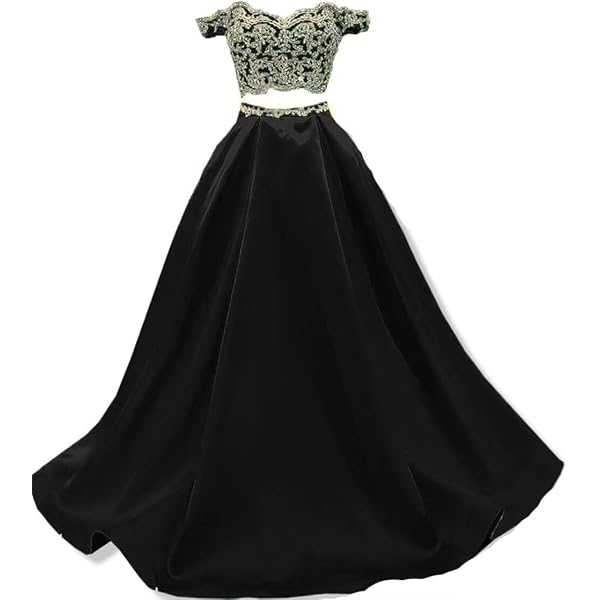 Amazon.com: Lilyla Women's Sexy 2 Piece Prom Dresses Long A Line Satin  Beaded Formal Evening Gown Black US2 : Clothing, Shoes & Jewelry