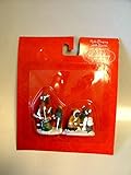 Set of 2 African American Children & Santa Claus Christmas Village Figurines